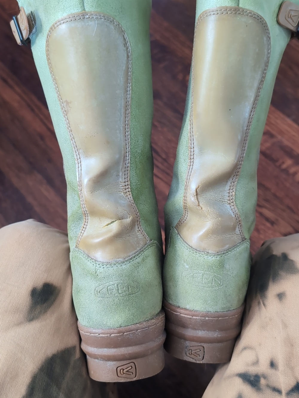 Keen Willamette WP Waterproof Green & Tan Leather Women's Boots Size 8 - Picture 5 of 7